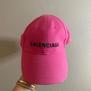 Balenciaga Pink Logo Embroidered Cap dad hat